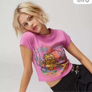 Urban Outfitters Cropped Pure Love Tiger Baby Tee